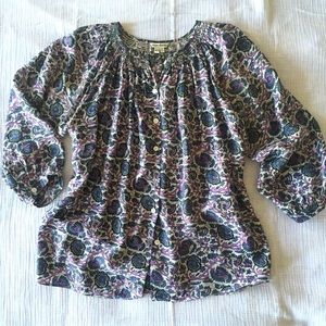 Beautiful boho silk peasant blouse